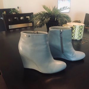 Calvin Klein Gray Wedge Booties